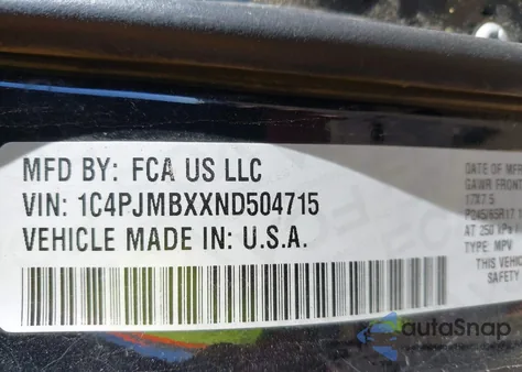 2022 Jeep Cherokee Trailhawk 4X4 z USA, uszkodzony, nr VIN 1C4PJMBXXND504715